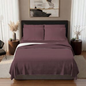Minimal Berry-Luxury 6-Piece Microfiber Solid Bed Sheet Set
