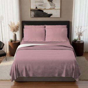 Blush Pink-Luxury 6-Piece Microfiber Solid Bed Sheet Set